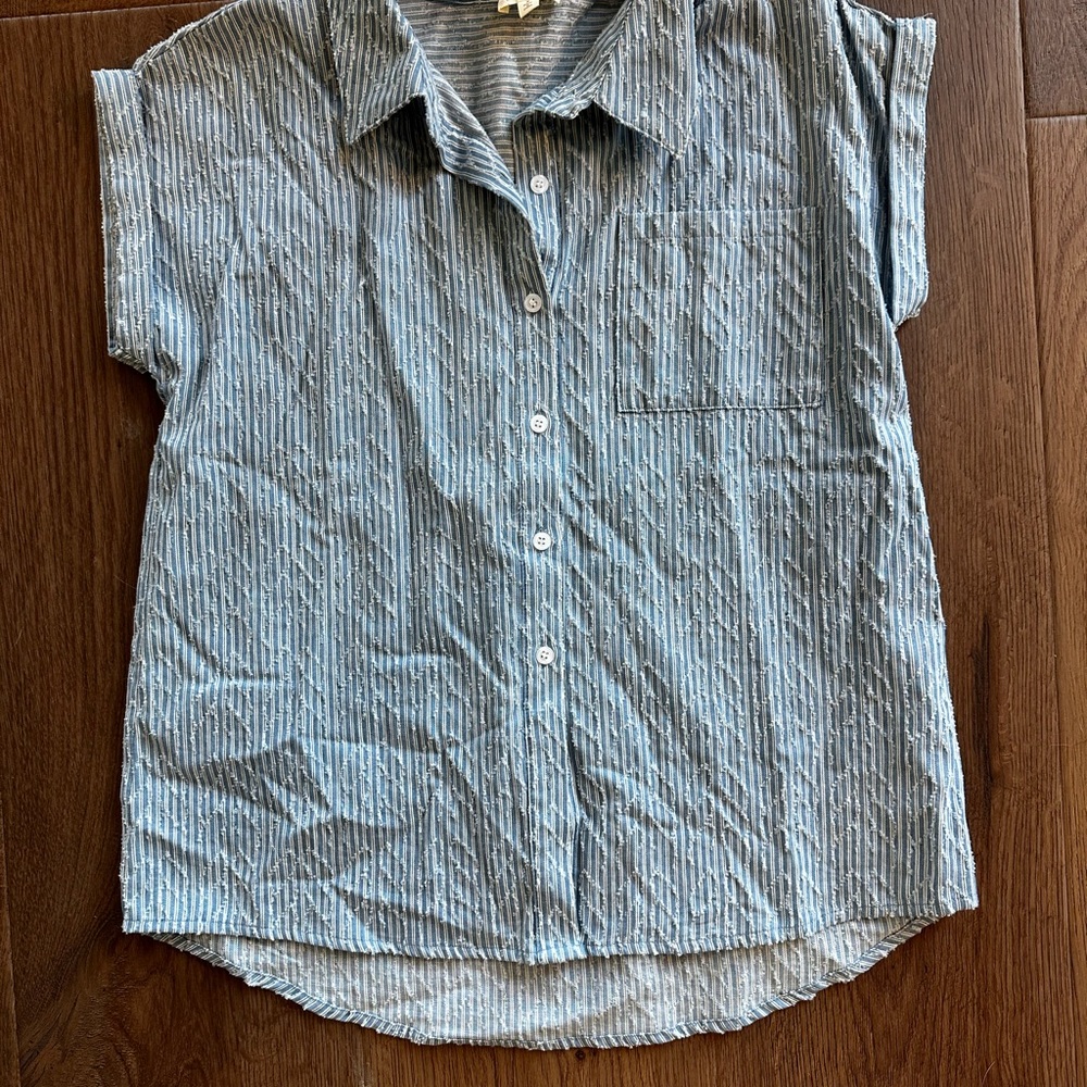 Hem & Thread Kids Blue Pinstripe Button Down Shirt